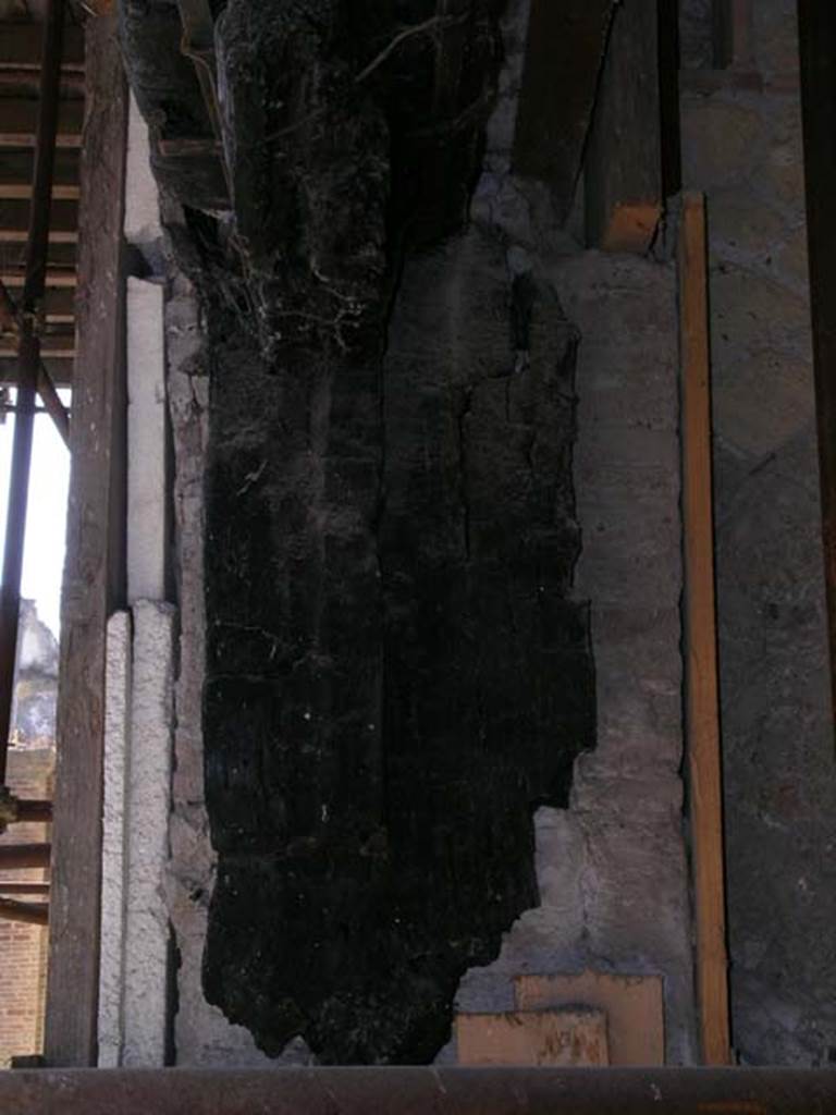 Decumanus Maximus, Herculaneum. May 2006. Detail of carbonised wood from west side of doorway numbered 4.
Photo courtesy of Nicolas Monteix.